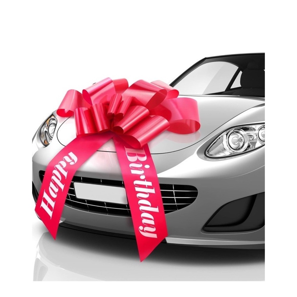 Large 30" Red Car Bow, Happy Birthday Car Bow